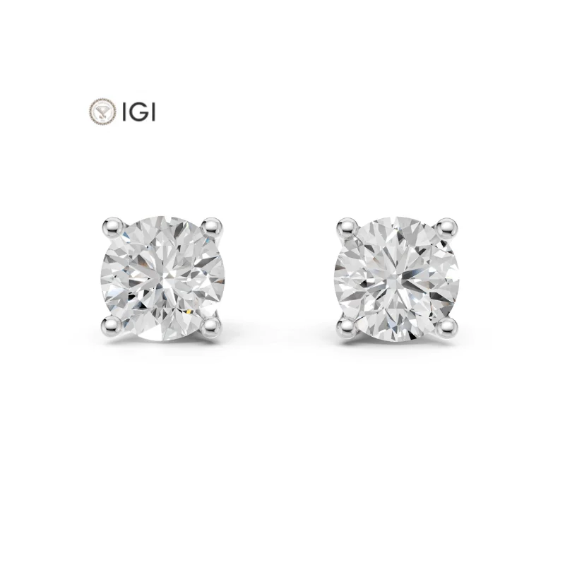 Aether Lab-Grown Diamond Solitaire Earrings · round cut · lab-grown diamond earrings · white gold