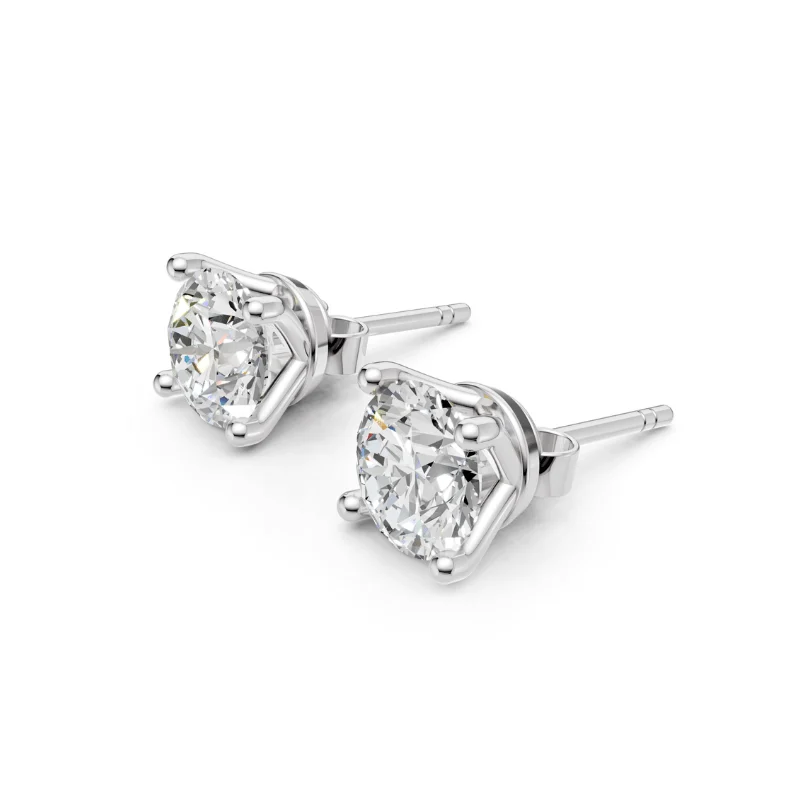Aether Lab-Grown Diamond Solitaire Earrings · round cut · lab-grown diamond earrings · white gold