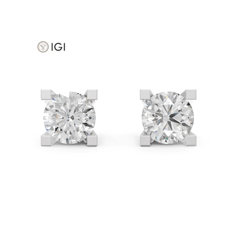 Eos Lab-Grown Diamond Solitaire Earrings · round cut · lab-grown diamond earrings · white gold