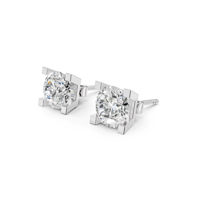 Eos Lab-Grown Diamond Solitaire Earrings · round cut · lab-grown diamond earrings · white gold