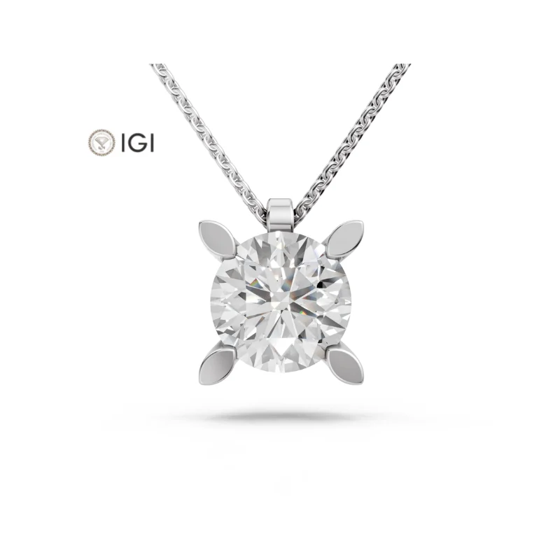 Luna Laboratuvar Pırlantası Tek taş Kolye · Brillantschliff · Labordiamant Halskette · Weißgold