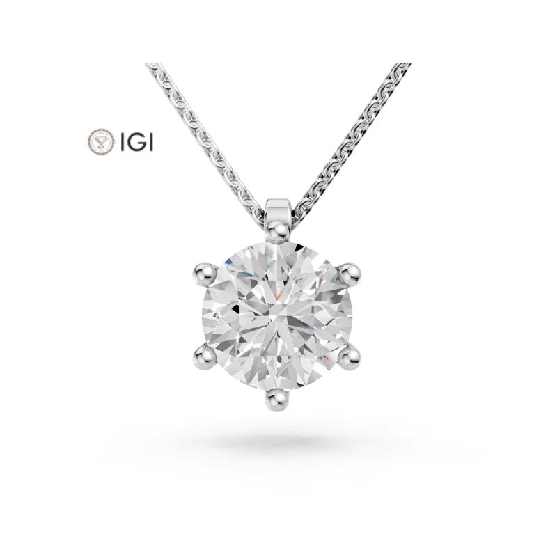 Aurora Lab-Grown Diamond Solitaire Necklace · round cut · lab-grown diamond necklace · white gold