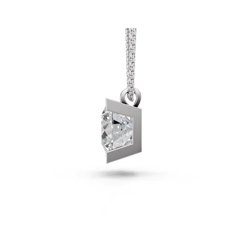 Eos Laboratuvar Pırlantası Kolye · talla redonda · collar con diamante de laboratorio · oro blanco
