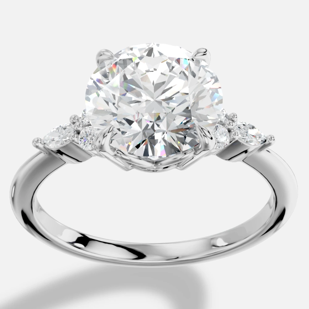 Liora Laboratuvar Pırlantası Yüzük · taille ronde · bague en diamant de laboratoire · or blanc