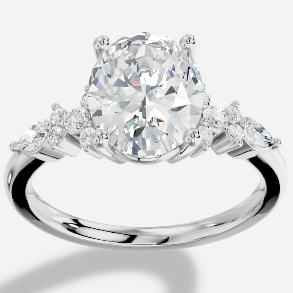 Veloria Oval Laboratuvar Pırlantası Yüzük · ovalslibning · ring med laboratoriedyrket diamant · hvidguld