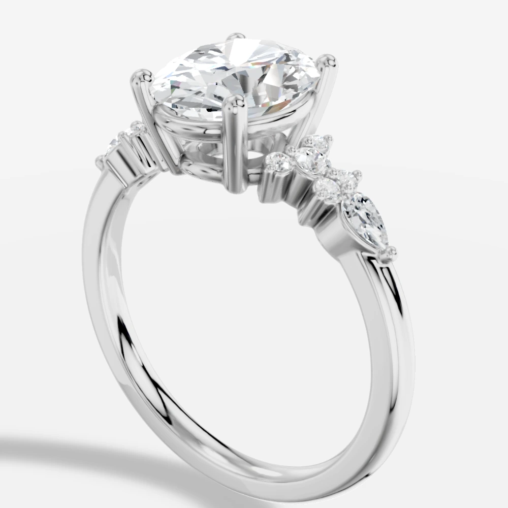 Veloria Oval Laboratuvar Pırlantası Yüzük · ovalslibning · ring med laboratoriedyrket diamant · hvidguld
