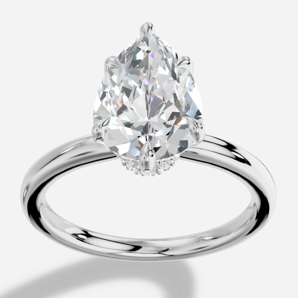 Elysium Damla Laboratuvar Pırlantası Yüzük · taille poire · bague en diamant de laboratoire · or blanc