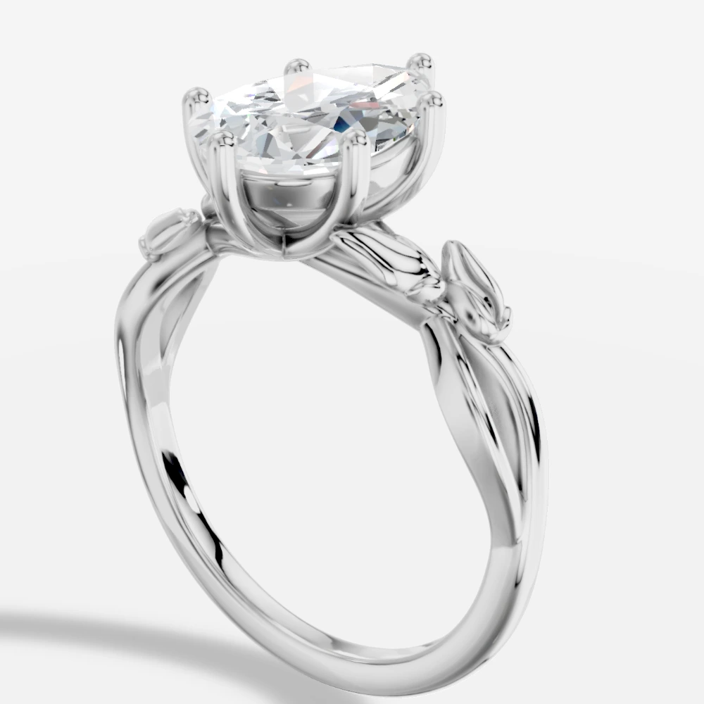 Acantha Damla Laboratuvar Pırlantası Yüzük · pæreslibning · ring med laboratoriedyrket diamant · hvidguld