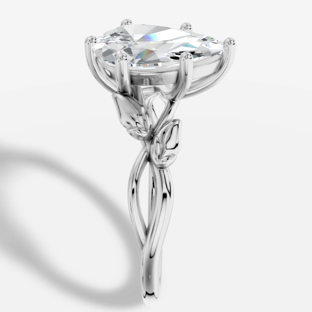 Acantha Damla Laboratuvar Pırlantası Yüzük · pæreslibning · ring med laboratoriedyrket diamant · hvidguld