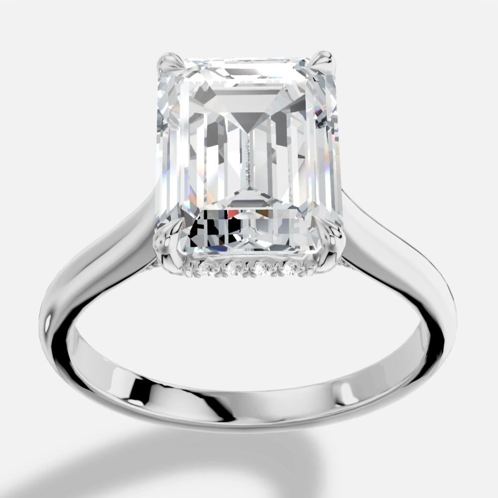 Secret Anello solitario con diamante da laboratorio taglio smeraldo