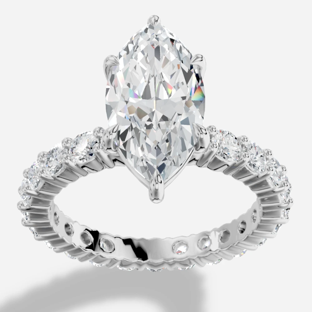 Imperial Bague avec diamant de laboratoire taille marquise