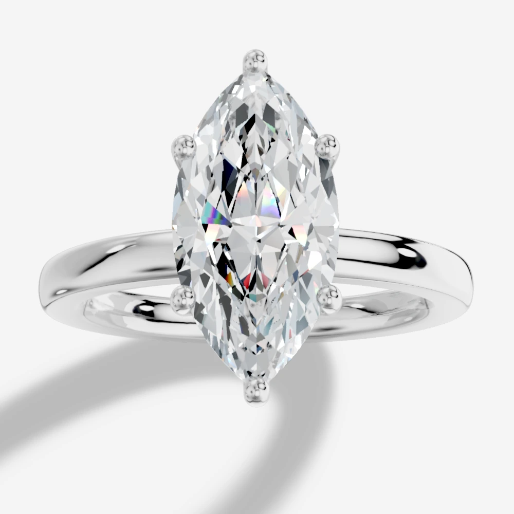 Leila Solitairring met marquise geslepen lab-grown diamant