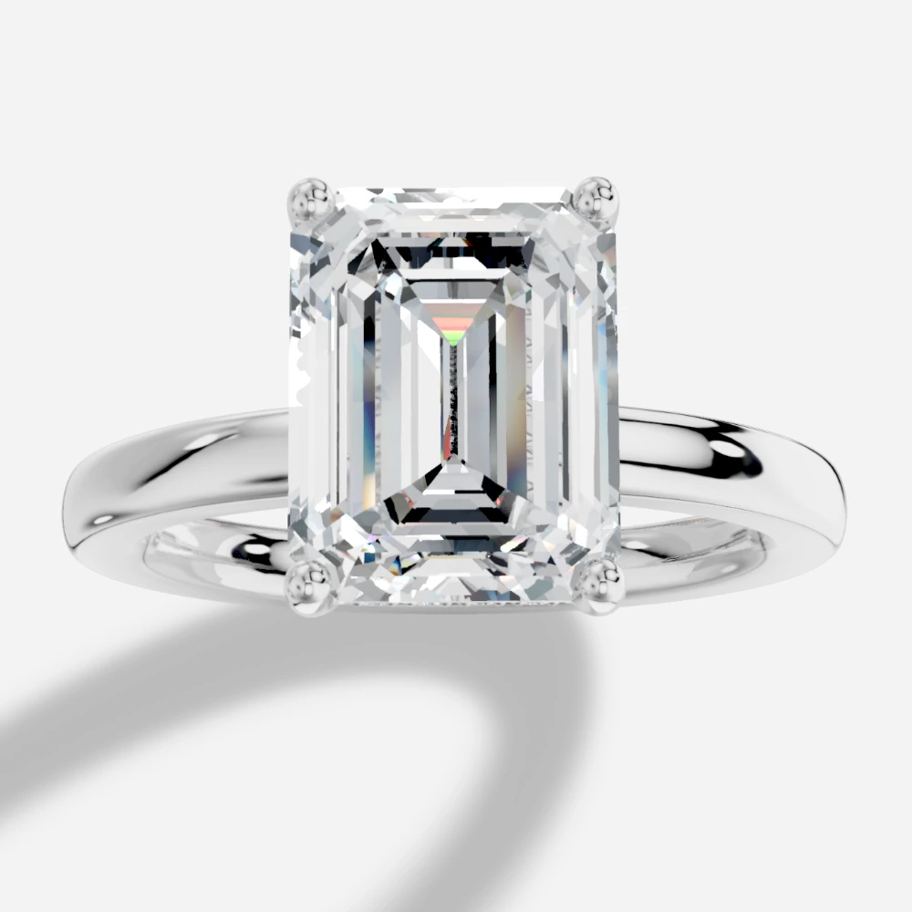 Leila Solitairring met emerald geslepen lab-grown diamant