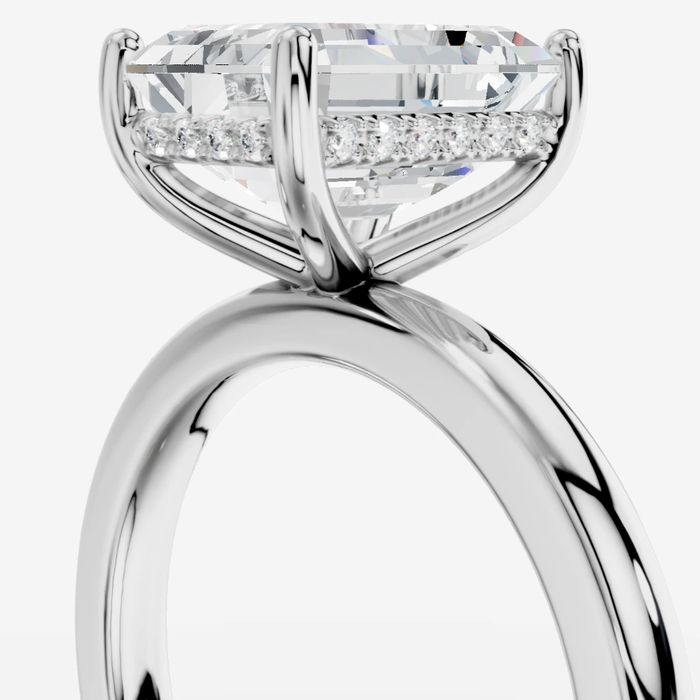 Leila Solitairring met emerald geslepen lab-grown diamant ikinci görünüm
