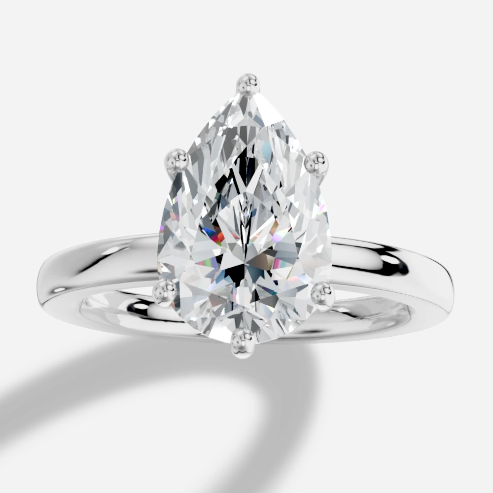 Leila Solitairring met peervormig geslepen lab-grown diamant