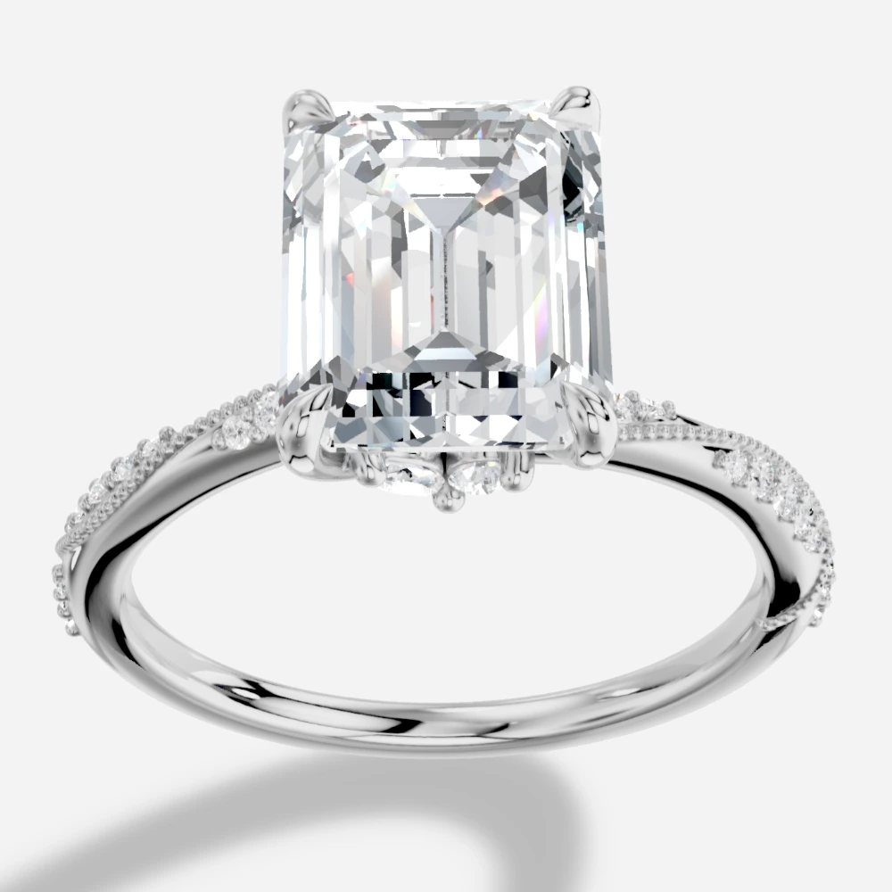 Ivy Ring med laboratoriedyrket diamant i smaragdslibning