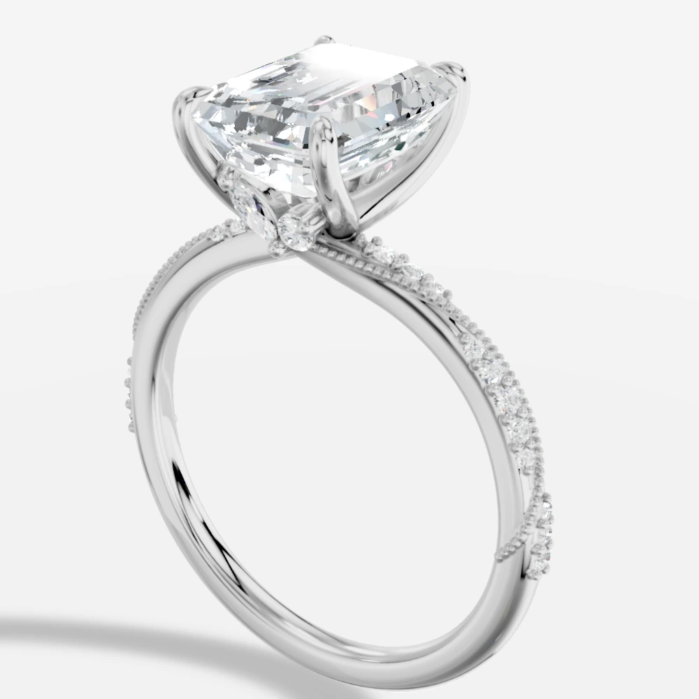 Ivy Ring med laboratoriedyrket diamant i smaragdslibning
