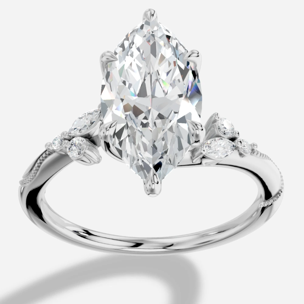 Lov3 Anillo con diamante de laboratorio talla marquesa