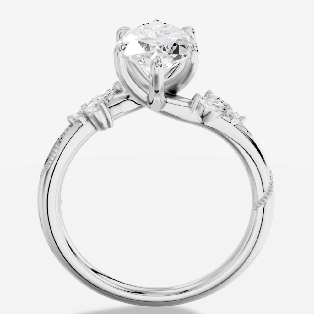 Lov3 Anillo con diamante de laboratorio talla marquesa