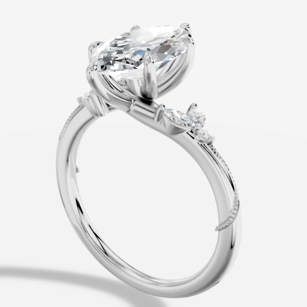 Lov3 Anillo con diamante de laboratorio talla marquesa