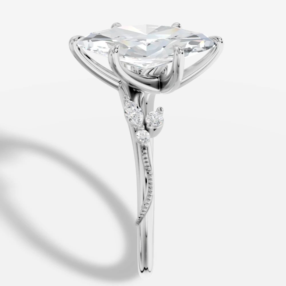 Lov3 Anillo con diamante de laboratorio talla marquesa