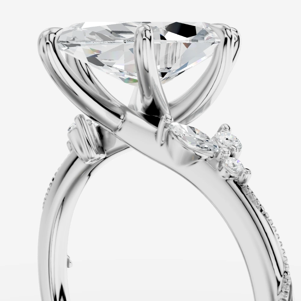 Lov3 Anillo con diamante de laboratorio talla marquesa