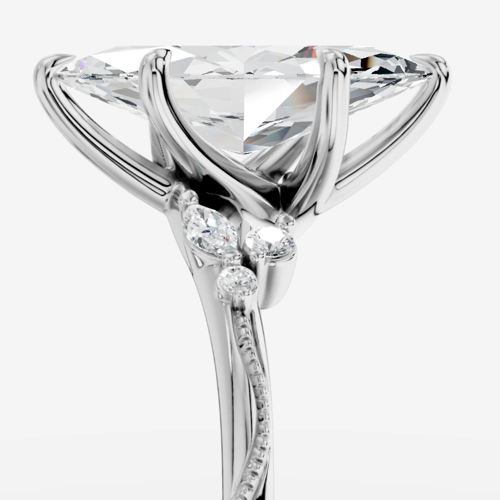 Lov3 Anillo con diamante de laboratorio talla marquesa