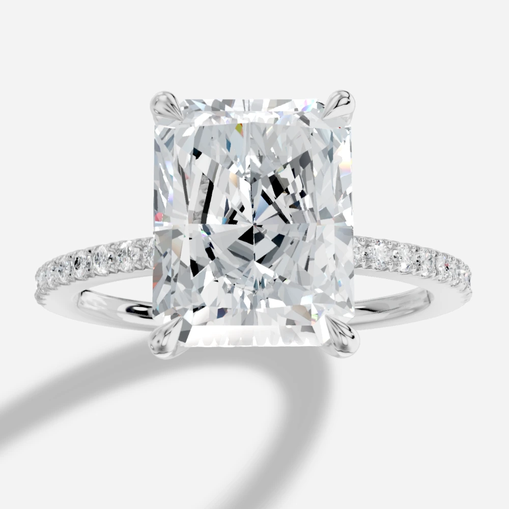 Eft4lya Bague avec diamant de laboratoire taille radiant