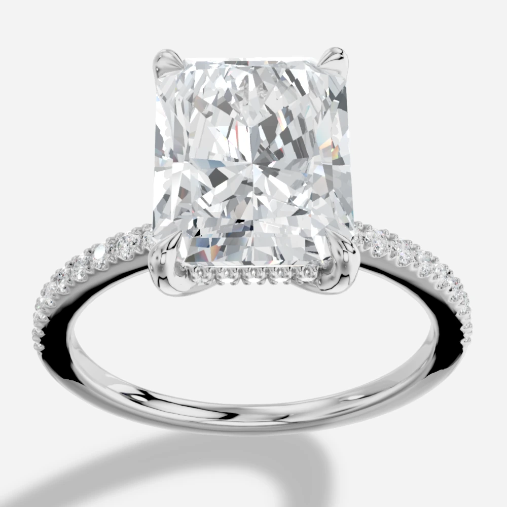 Eft4lya Bague avec diamant de laboratoire taille radiant