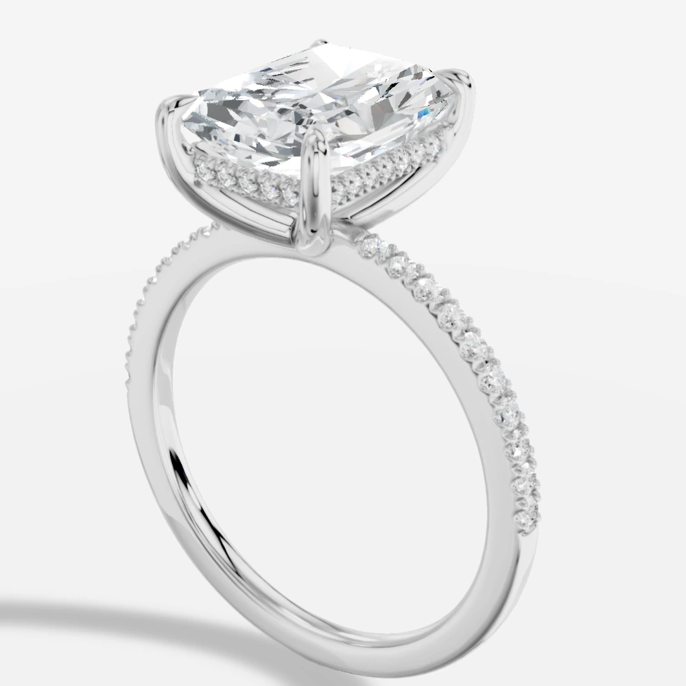 Eft4lya Bague avec diamant de laboratoire taille radiant